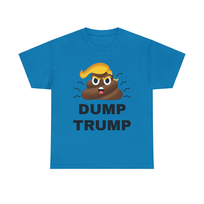 Unisex Heavy Cotton Tee, Harris Walz, Trump, T-shirt, Dump Trump emoji