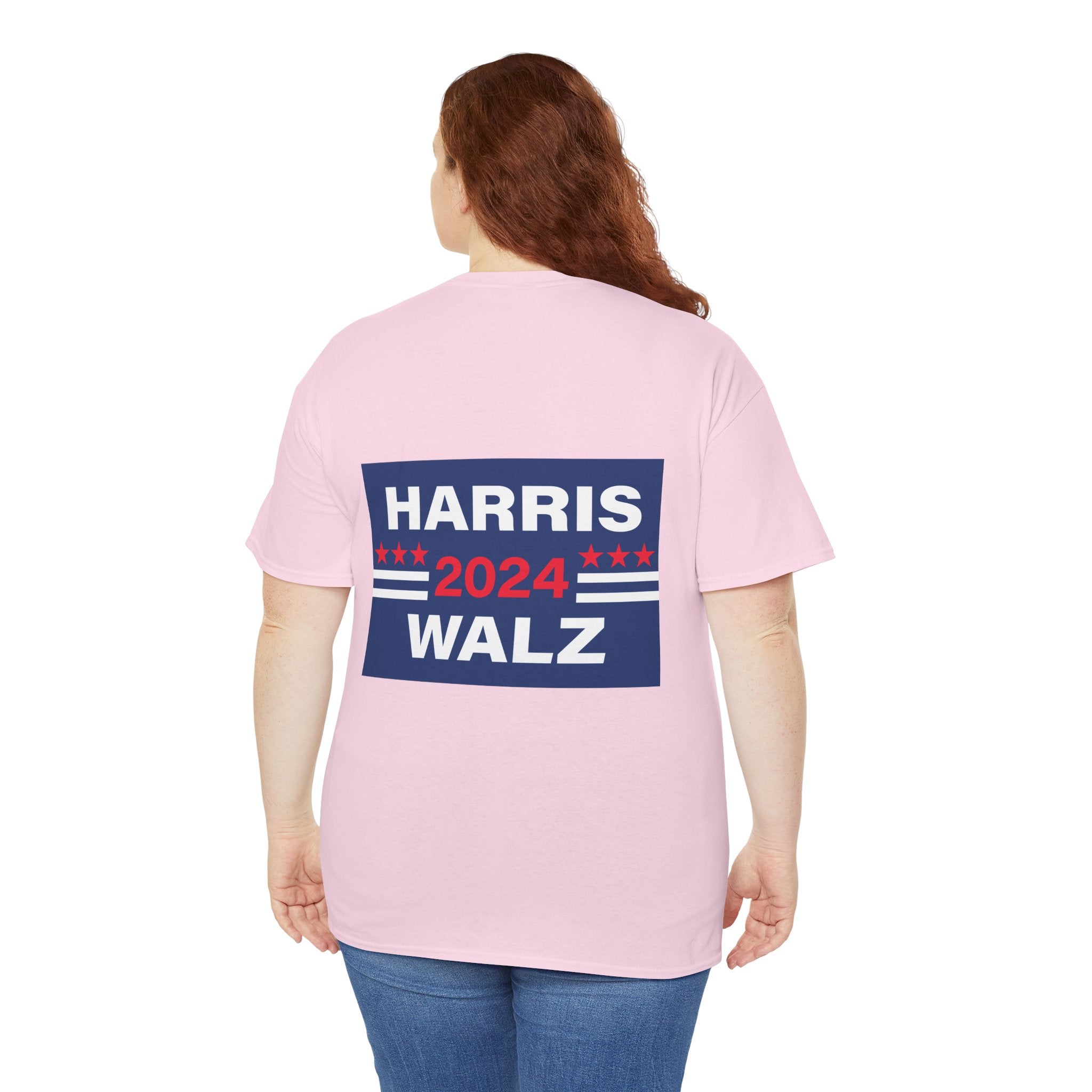 Unisex Heavy Cotton Tee, Harris Walz, Trump, Donkey with boots