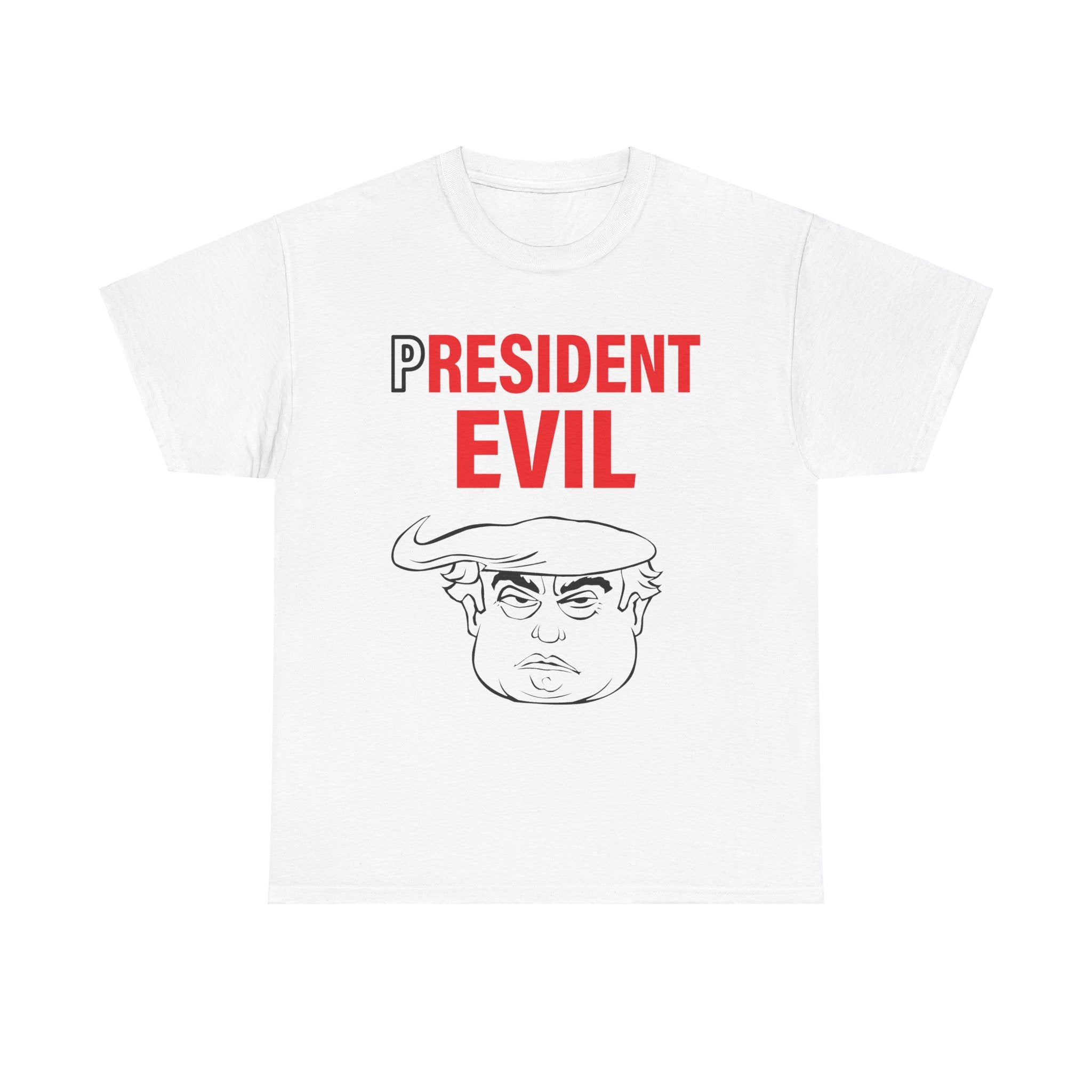 Unisex Heavy Cotton Tee, Harris Walz, President Evil, Trump