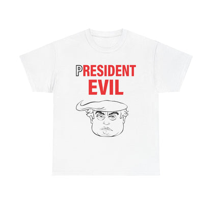 Unisex Heavy Cotton Tee, Harris Walz, President Evil, Trump