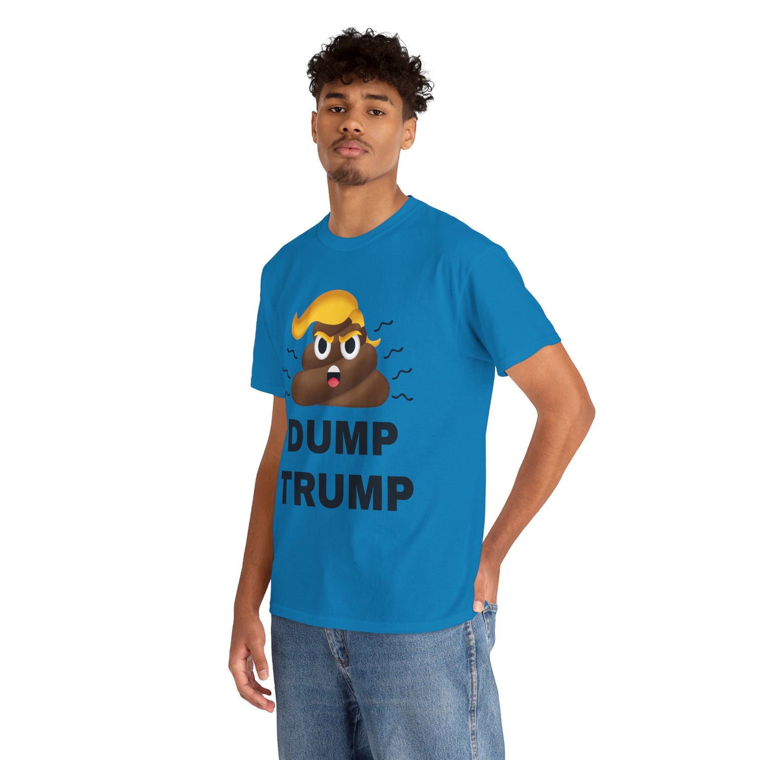 Unisex Heavy Cotton Tee, Harris Walz, Trump, T-shirt, Dump Trump emoji