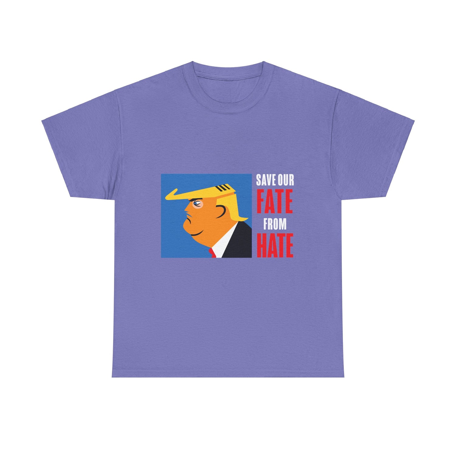 Unisex Heavy Cotton Tee, Harris Walz, Trump, T-shirt, Trump Save Our Fate from Hate