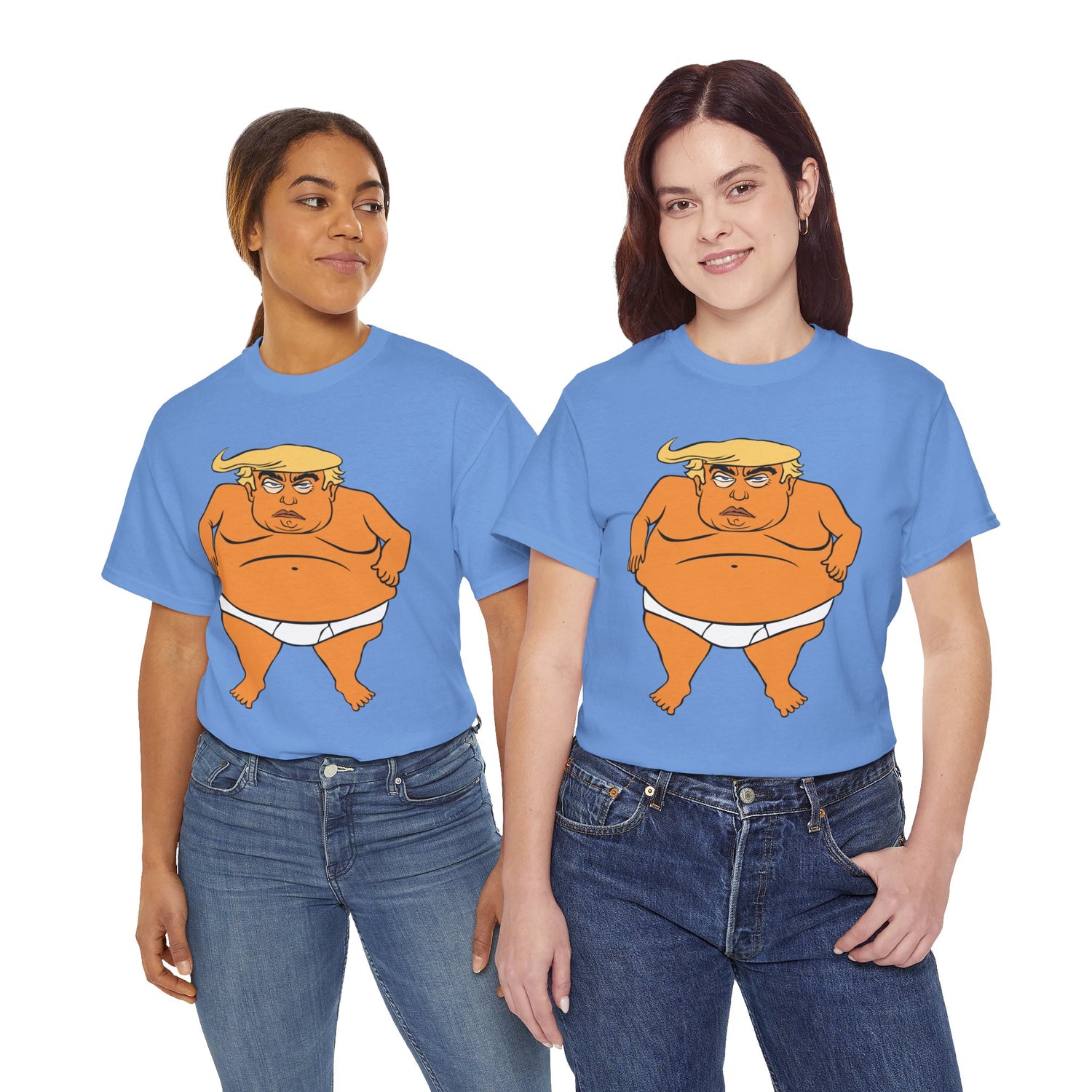 Unisex Heavy Cotton Tee, Harris Walz, Trump, T-shirt, Trump in His Orange Glory