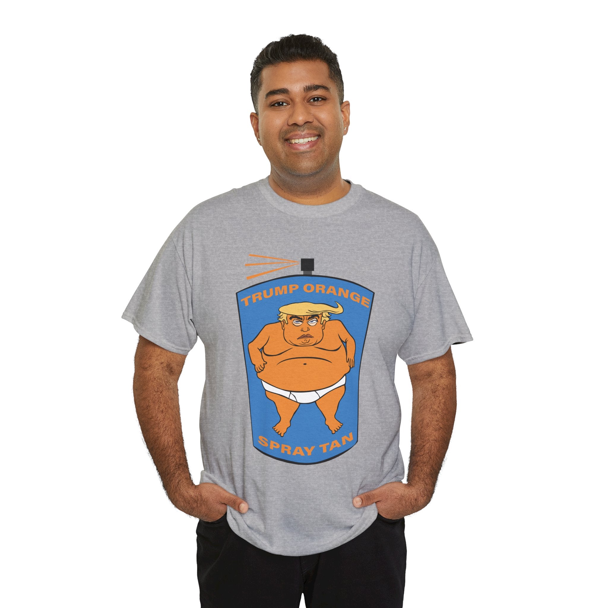 Unisex Heavy Cotton Tee, Harris Walz, Trump, T-shirt, &quot;Trump Orange&quot; spray tan