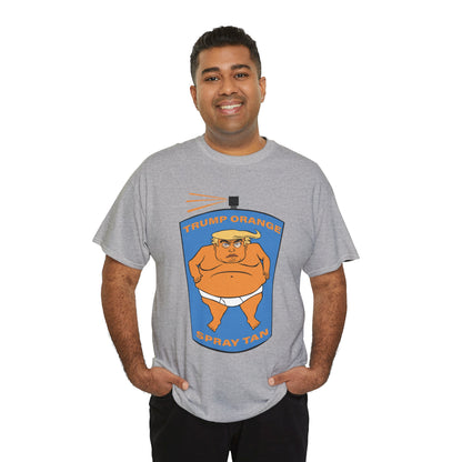 Unisex Heavy Cotton Tee, Harris Walz, Trump, T-shirt, &quot;Trump Orange&quot; spray tan