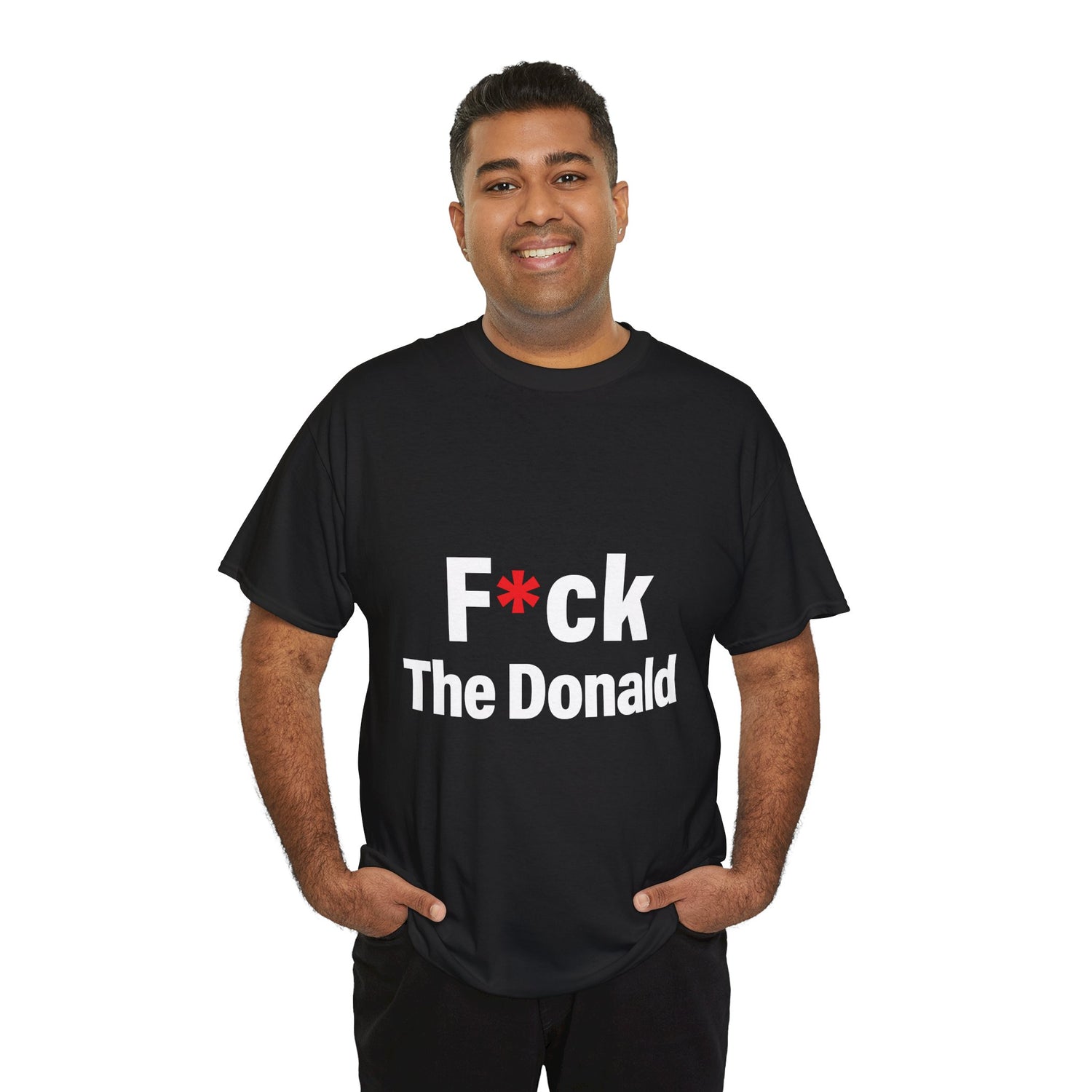 Unisex Heavy Cotton Tee, Harris Walz, Trump, T-shirt, F*ck The Donald