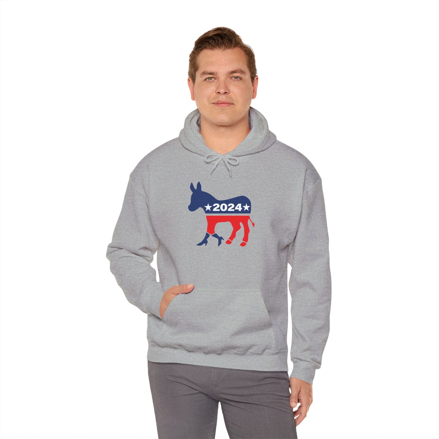 Unisex Heavy Blend™ Hooded Sweatshirt, Harris Walz, Donkey, Peace Sign