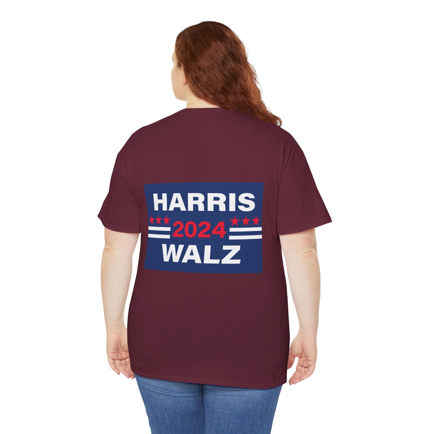 Unisex Heavy Cotton Tee, Harris Walz, Trump, T-shirt, Dump Trump emoji