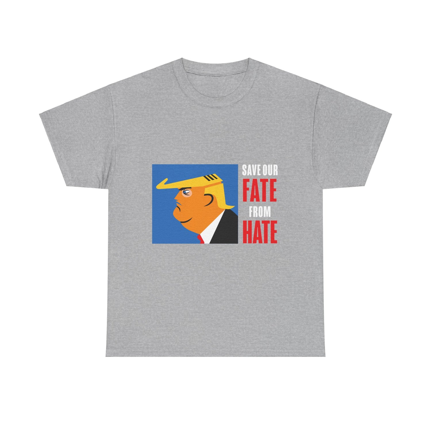 Unisex Heavy Cotton Tee, Harris Walz, Trump, T-shirt, Trump Save Our Fate from Hate