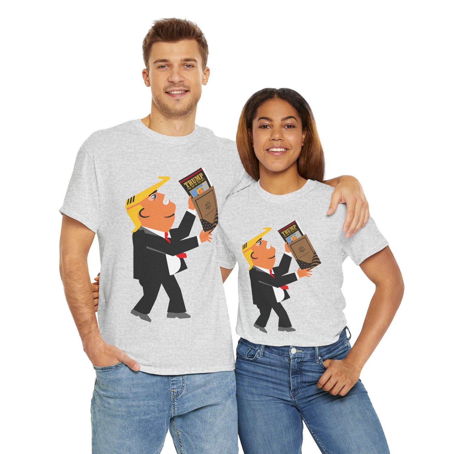 Unisex Heavy Cotton Tee, Harris Walz, Trump, T-shirt, Trump Bible