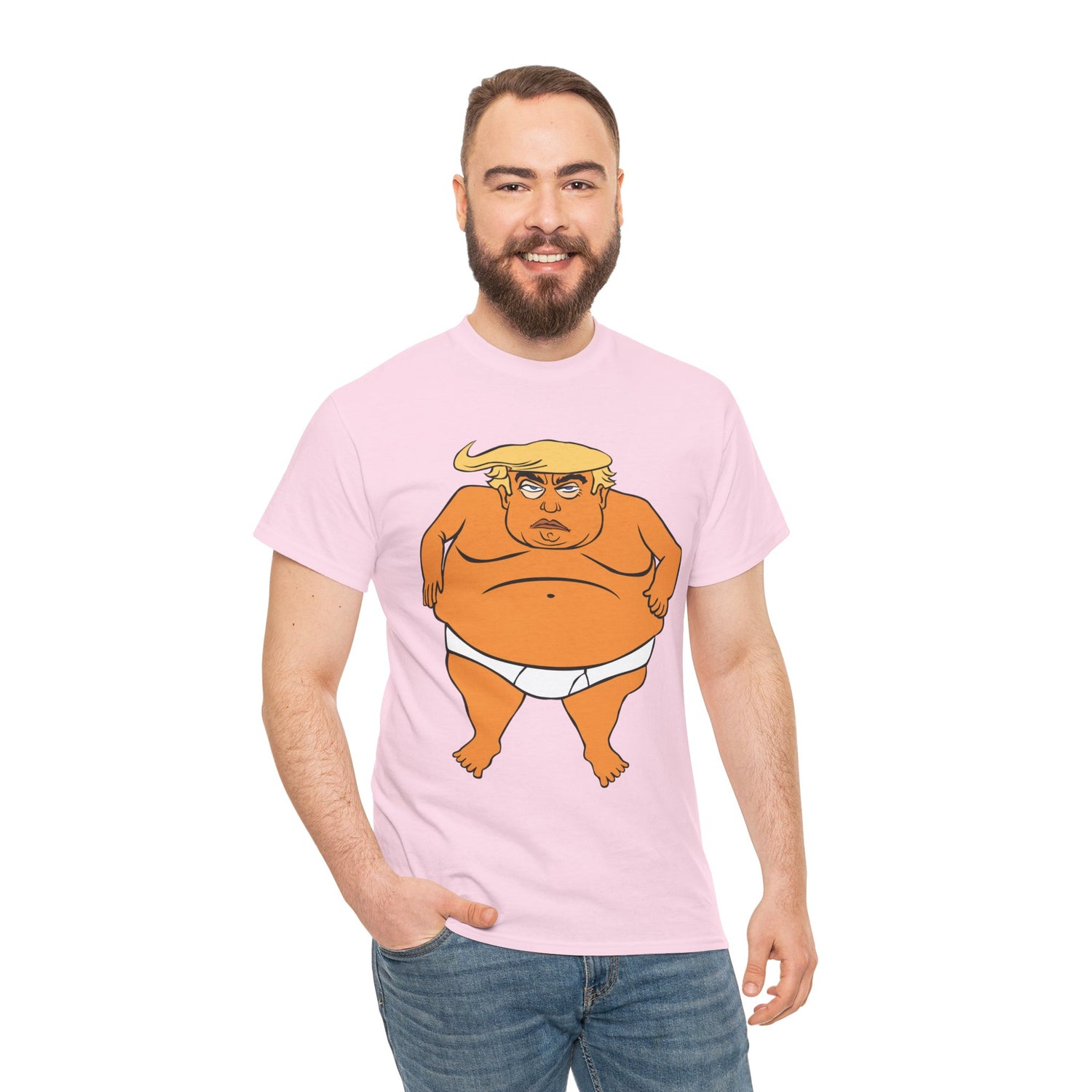 Unisex Heavy Cotton Tee, Harris Walz, Trump, T-shirt, Trump in His Orange Glory