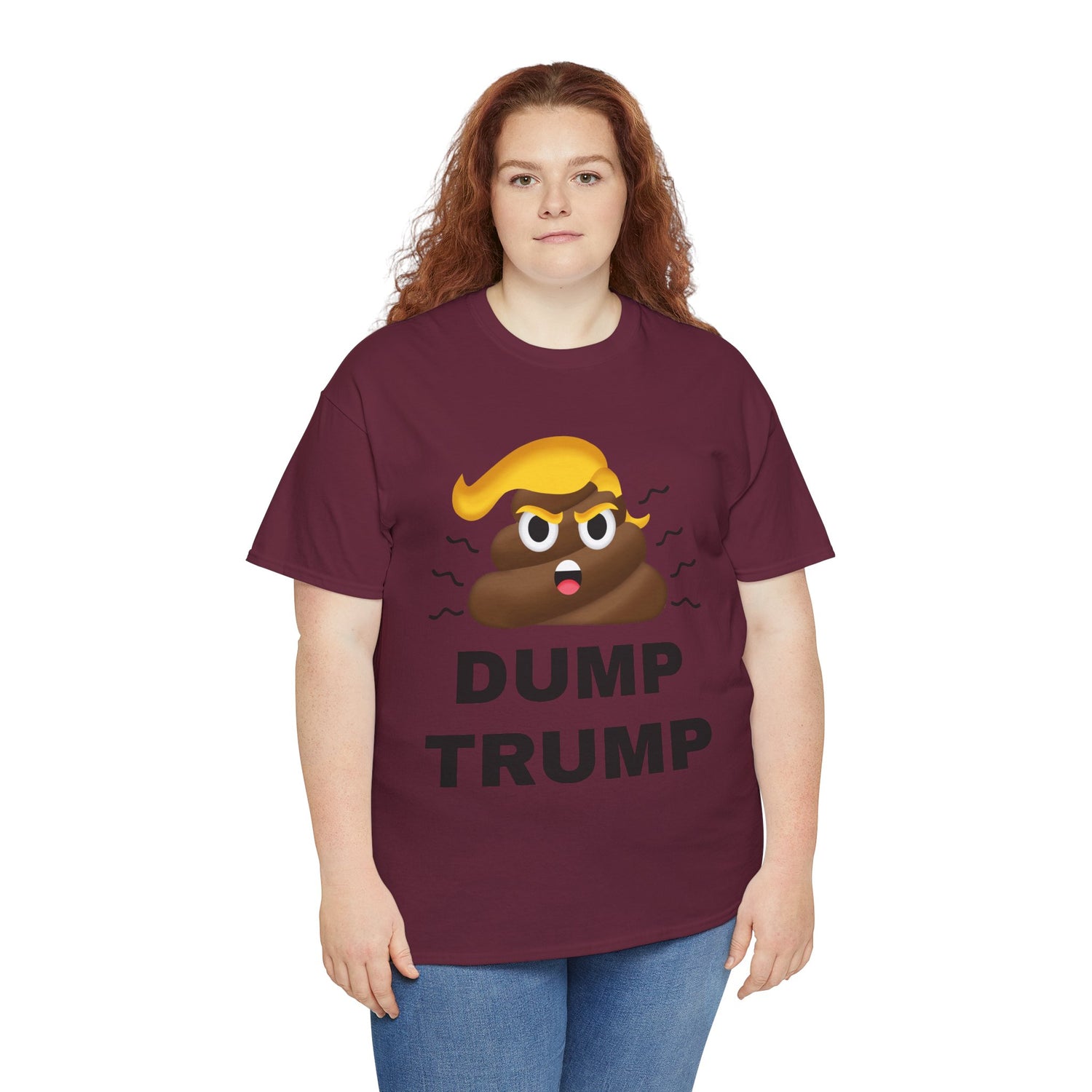 Unisex Heavy Cotton Tee, Harris Walz, Trump, T-shirt, Dump Trump emoji