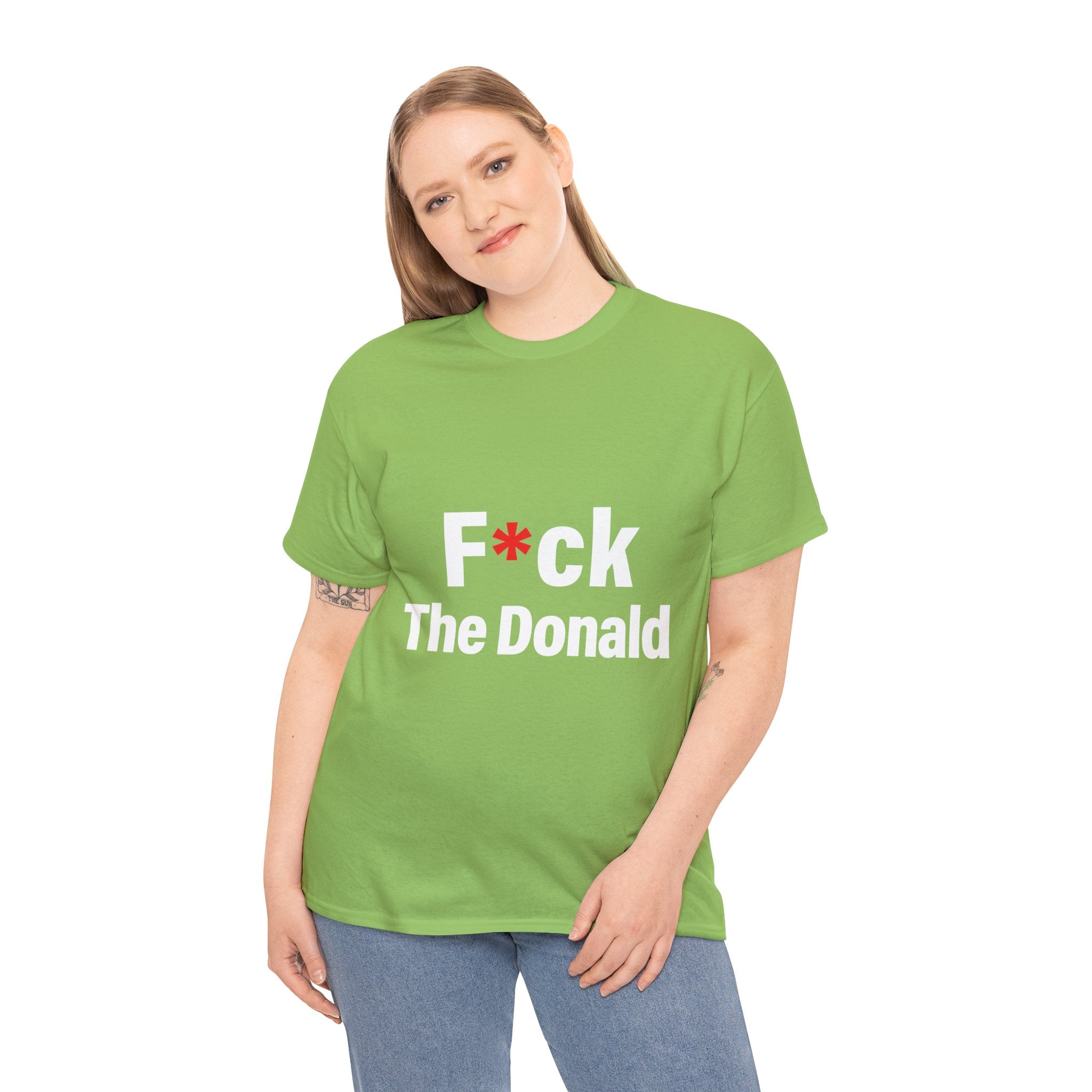 Unisex Heavy Cotton Tee, Harris Walz, Trump, T-shirt, F*ck The Donald