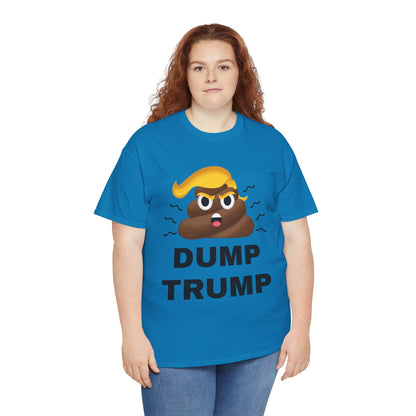 Unisex Heavy Cotton Tee, Harris Walz, Trump, T-shirt, Dump Trump emoji