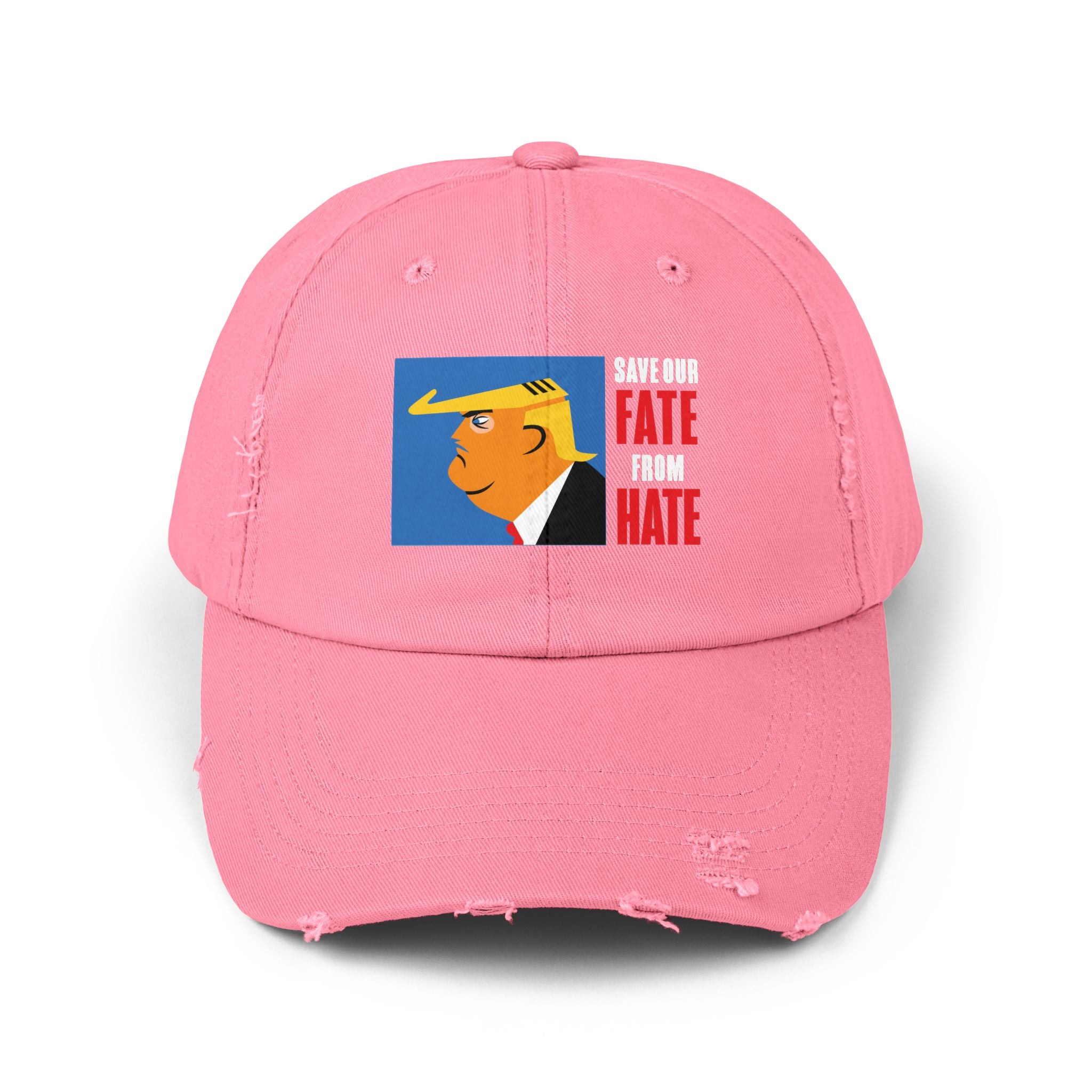 Unisex Distressed Cap, Harris Walz, Trump, Save Our  Fate from Hate, hats