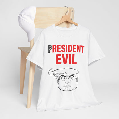 Unisex Heavy Cotton Tee, Harris Walz, Trump, T-shirt, President Evil