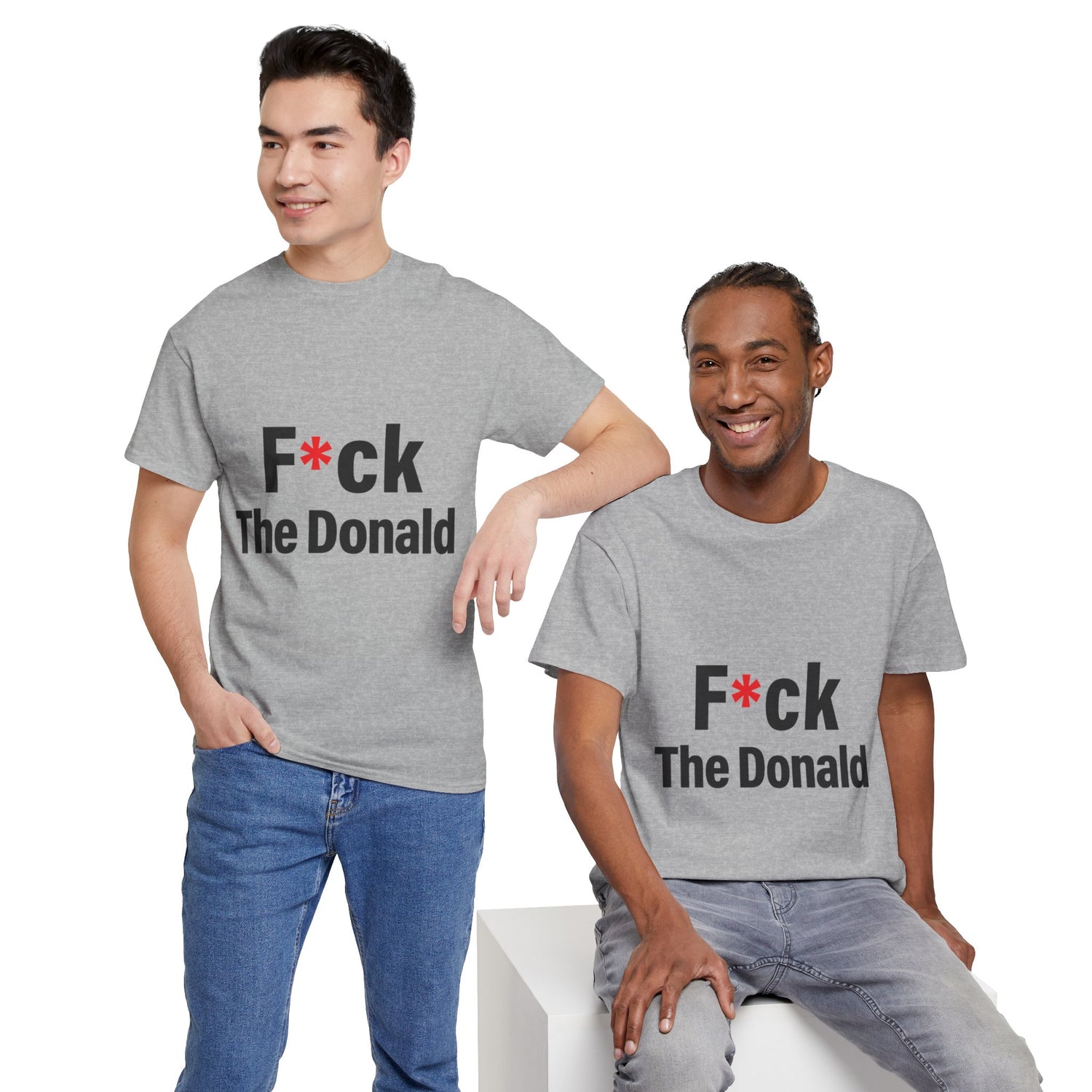 Unisex Heavy Cotton Tee, Harris Walz, Trump, T-shirt, F*ck The Donald