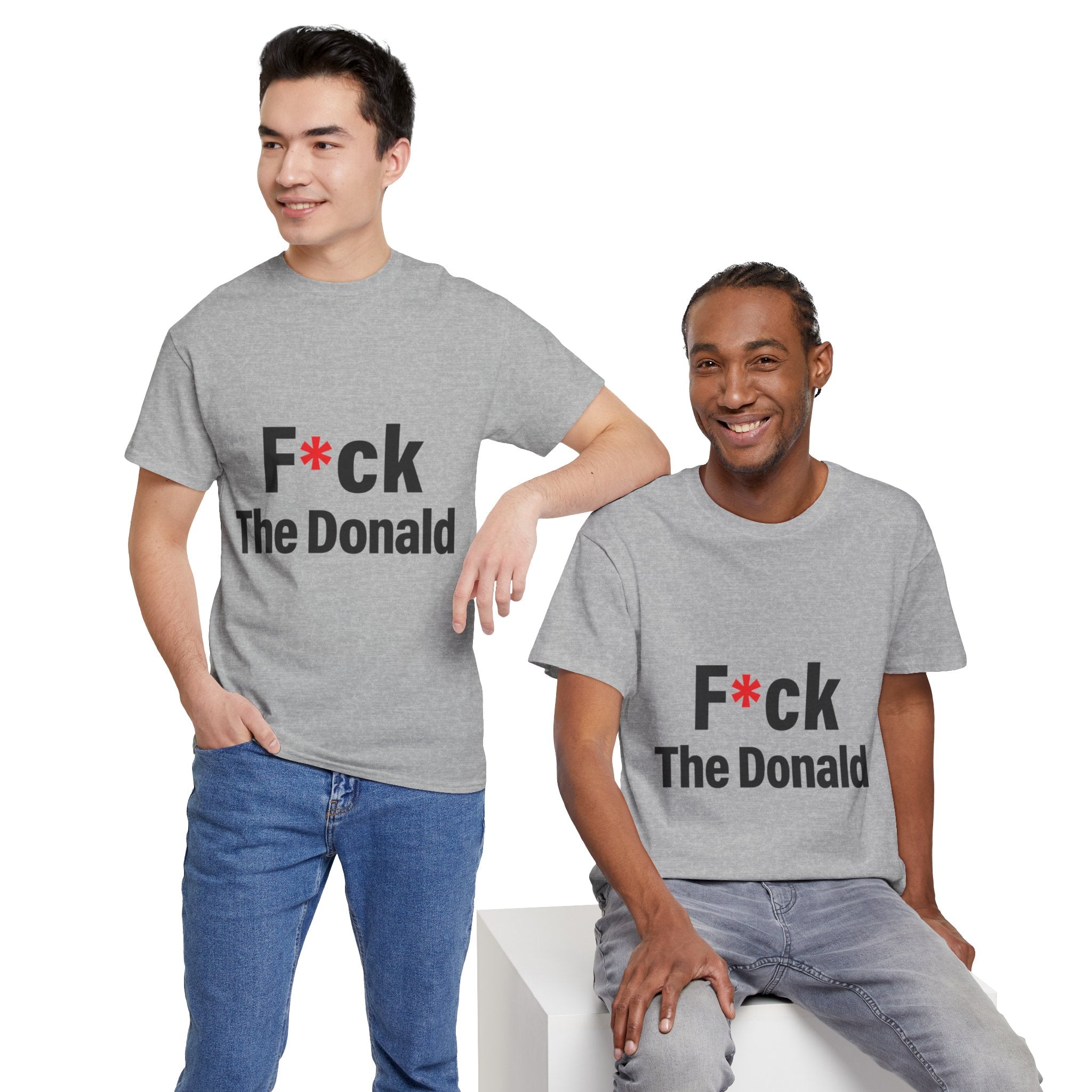 Unisex Heavy Cotton Tee, Harris Walz, Trump, T-shirt, F*ck The Donald