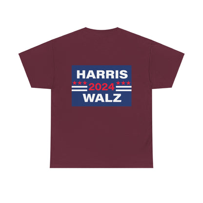 Unisex Heavy Cotton Tee, Harris Walz, Trump, T-shirt, Trump peeing on signs