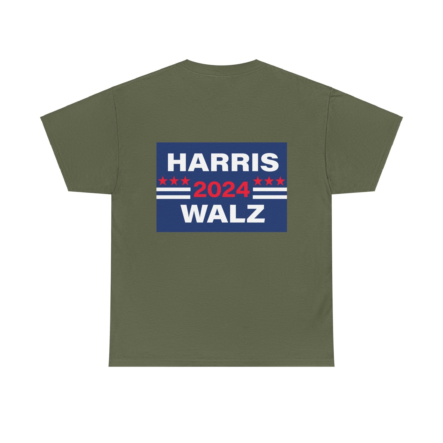 Unisex Heavy Cotton Tee, Harris Walz, Trump, Color Line Art Trump—Save Our Fate From Hate