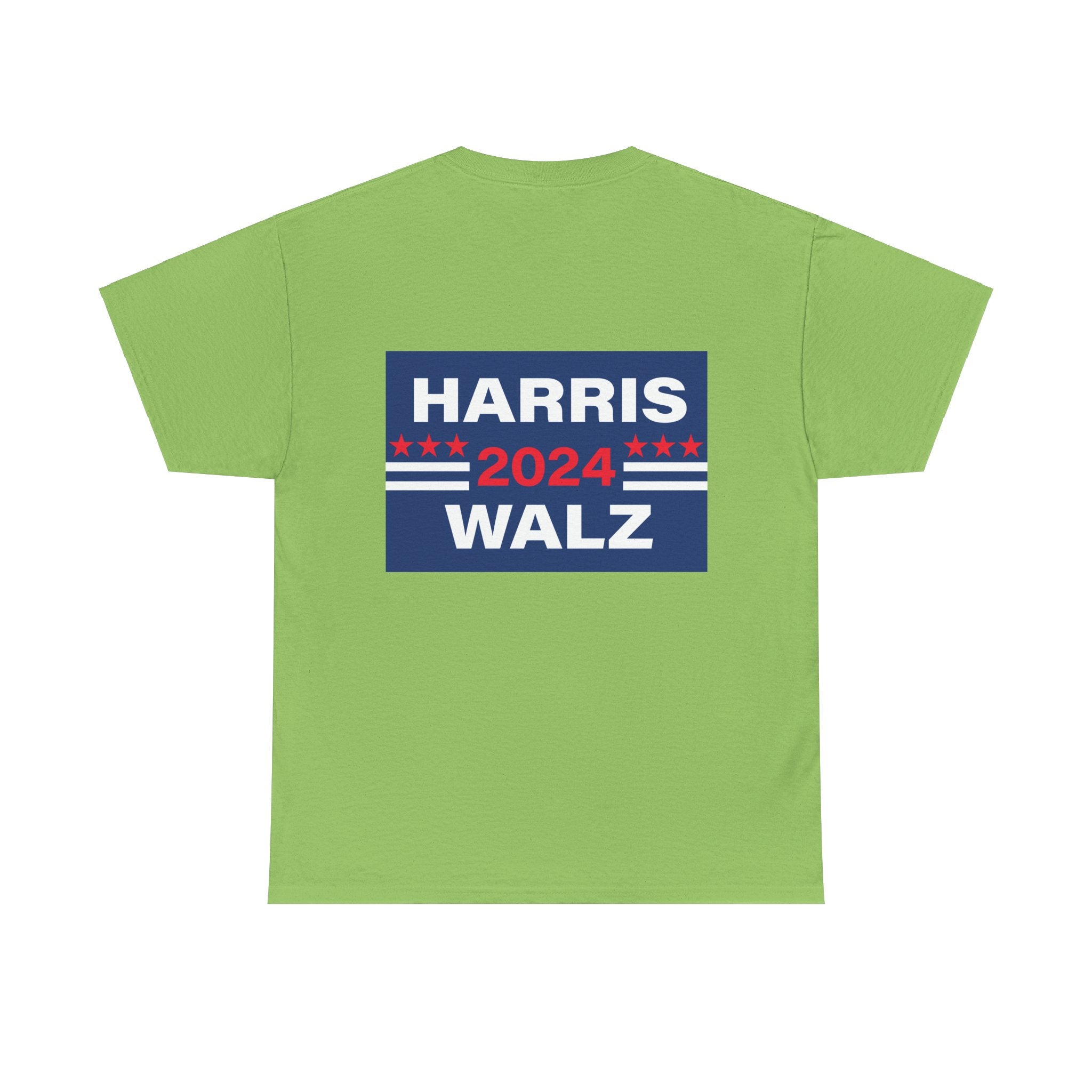 Unisex Heavy Cotton Tee, Harris Walz, Trump, Color Line Art Trump—Save Our Fate From Hate