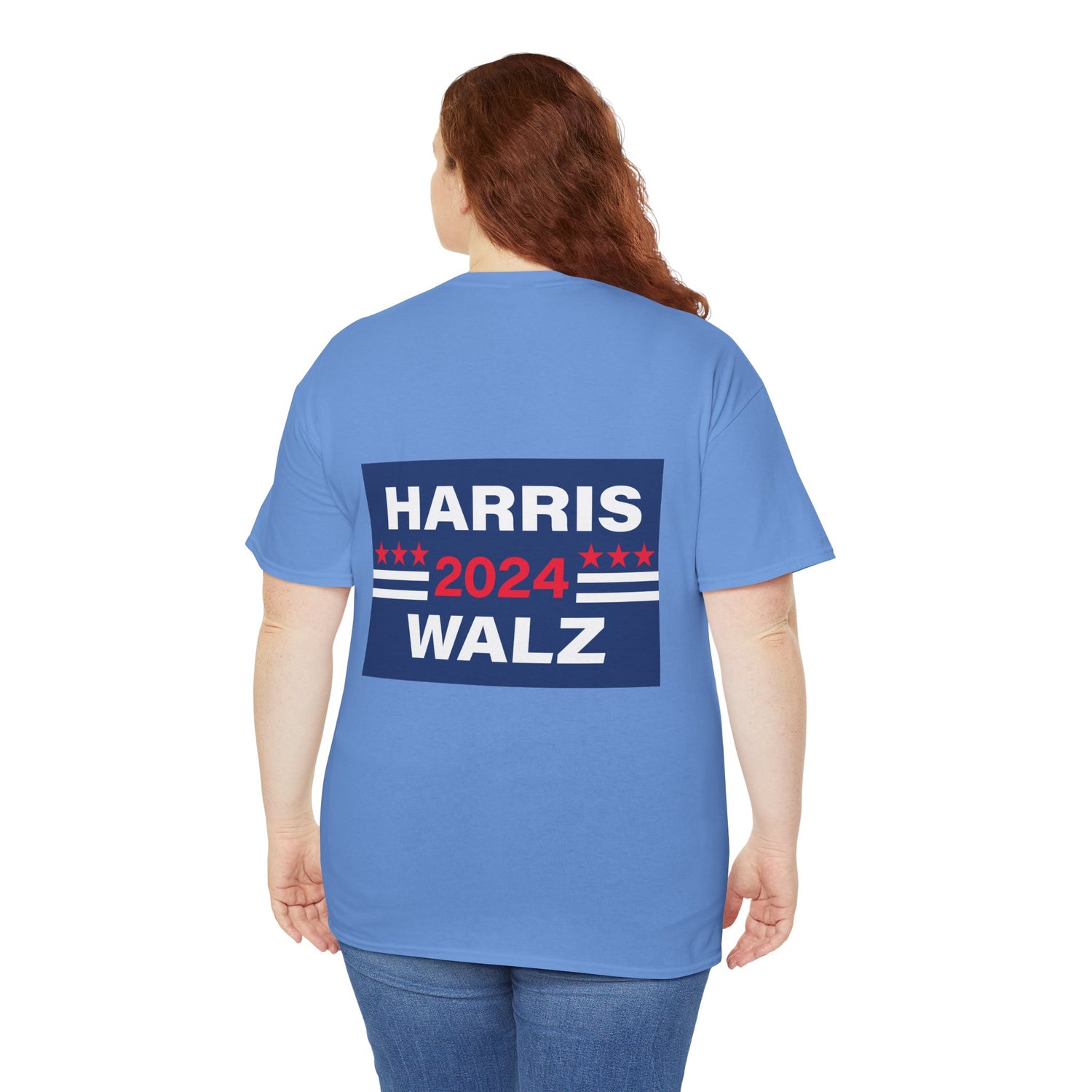 Unisex Heavy Cotton Tee, Harris Walz, Trump, Donkey with boots