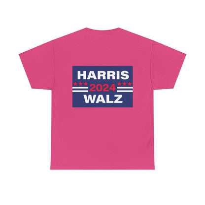 Unisex Heavy Cotton Tee, Harris Walz, Trump, T-shirt, Trump and Melania spray tan