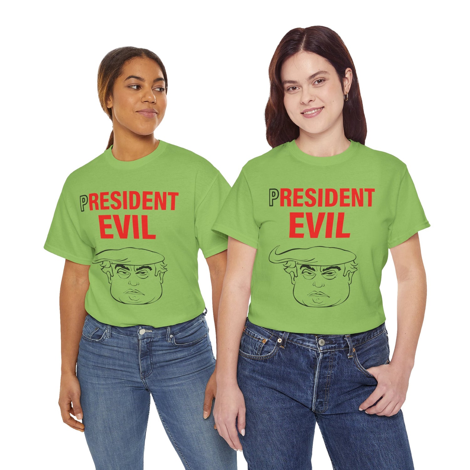 Unisex Heavy Cotton Tee, Harris Walz, Trump, T-shirt, President Evil