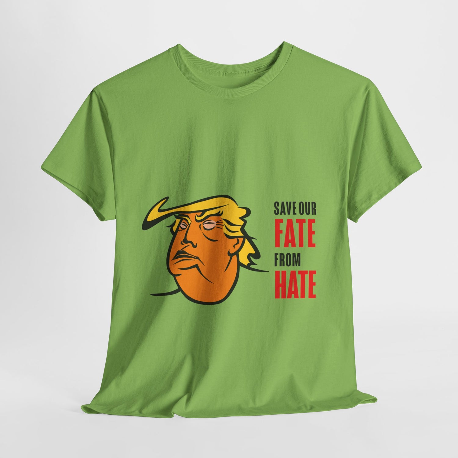 Unisex Heavy Cotton Tee, Harris Walz, Trump, T-shirt, white and black line Save Our Fate from Hate