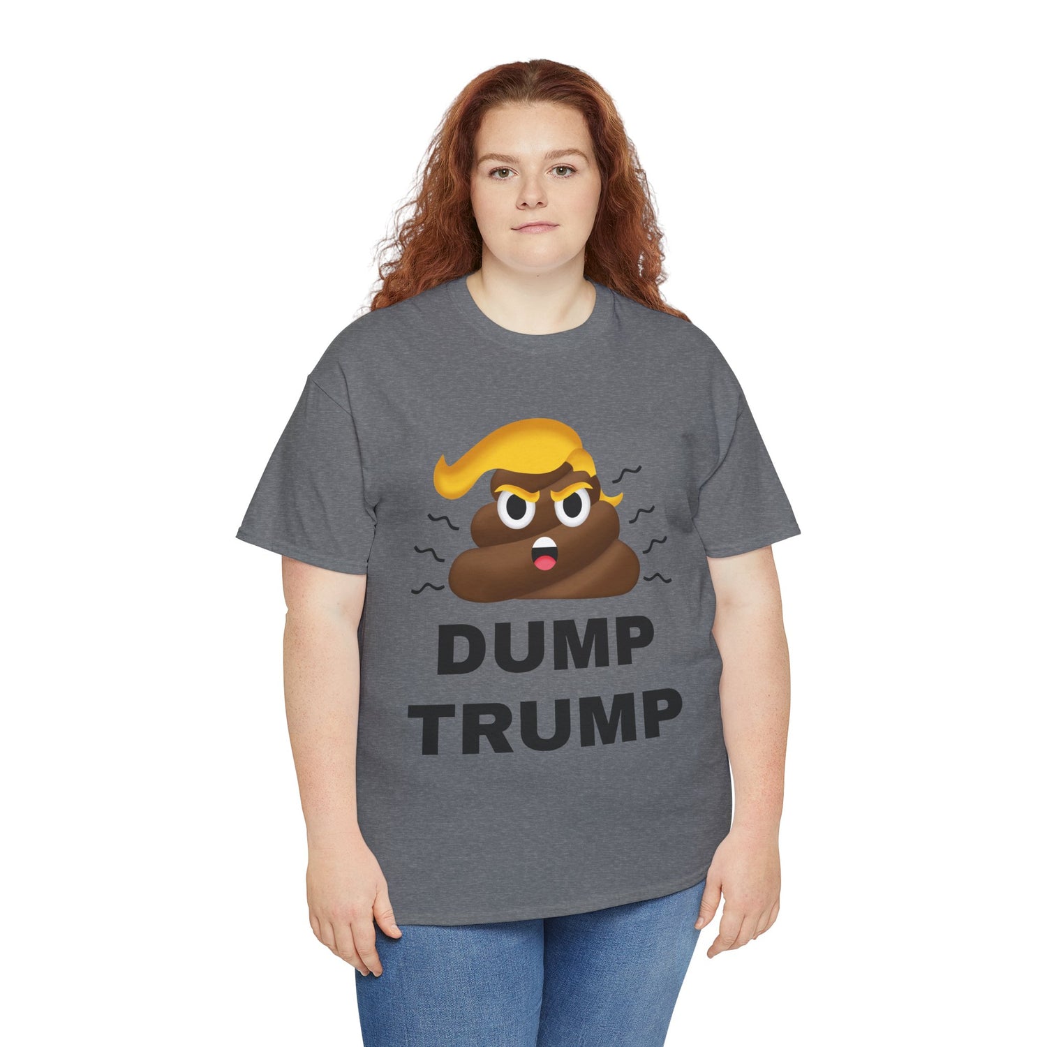 Unisex Heavy Cotton Tee, Harris Walz, Trump, T-shirt, Dump Trump emoji