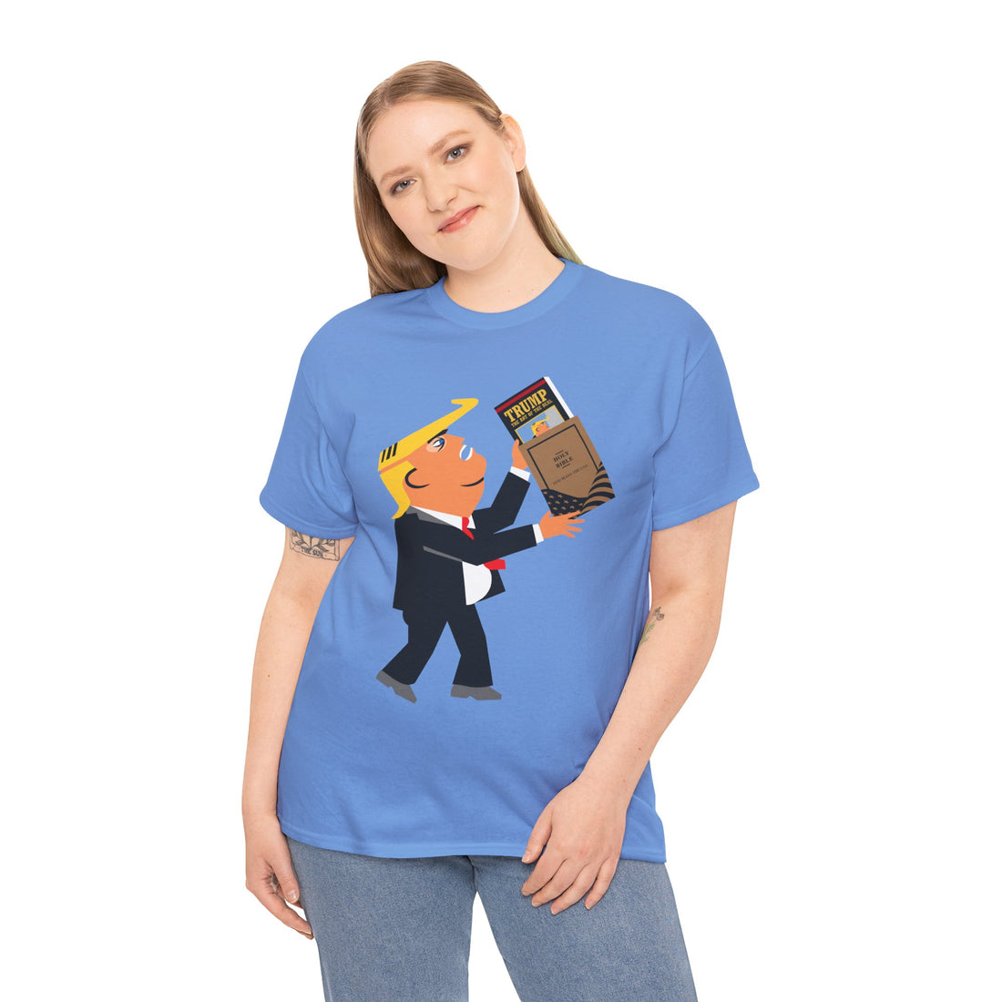 Unisex Heavy Cotton Tee, Harris Walz, Trump, T-shirt, Trump Bible