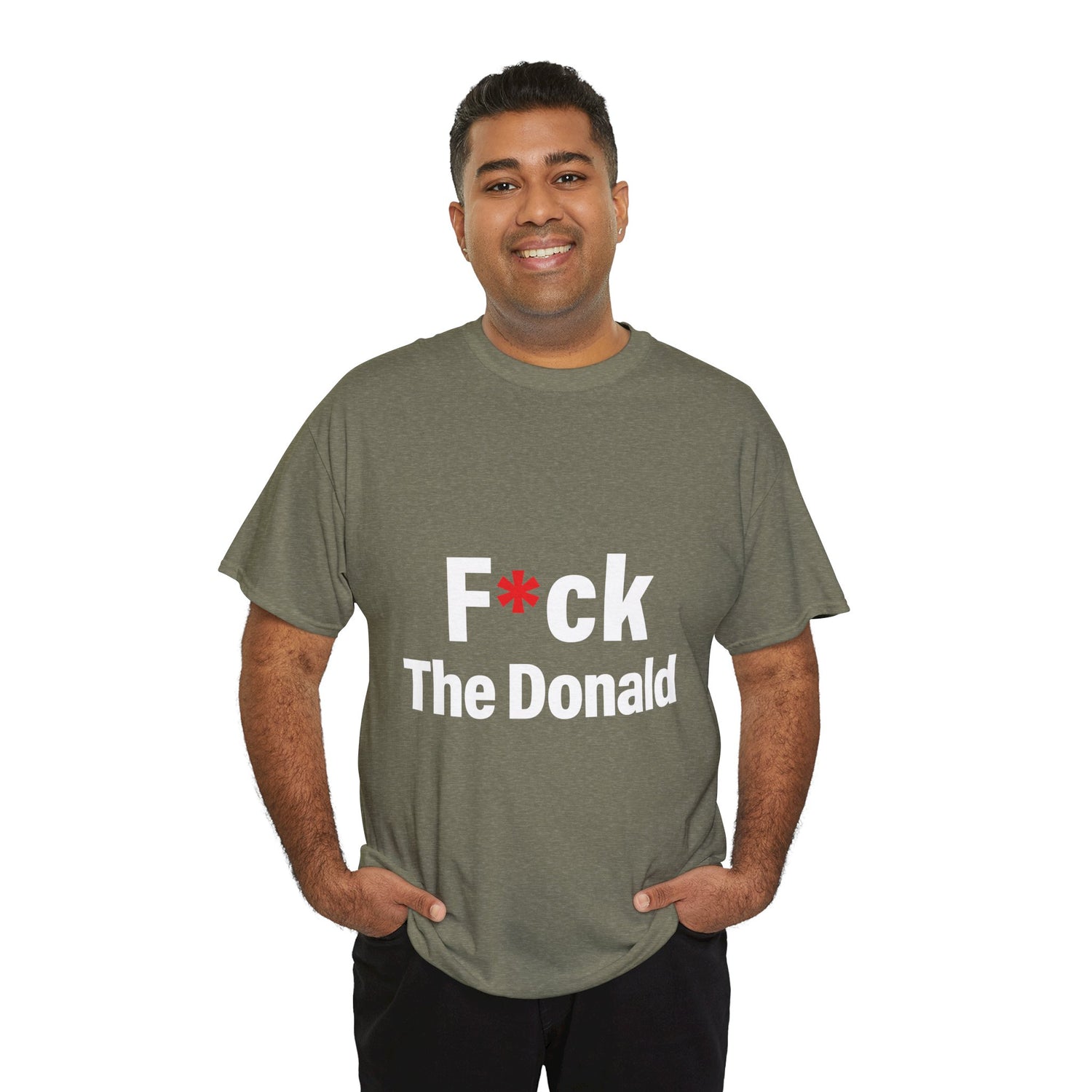 Unisex Heavy Cotton Tee, Harris Walz, Trump, T-shirt, F*ck The Donald