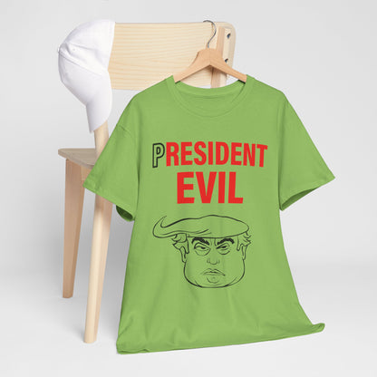 Unisex Heavy Cotton Tee, Harris Walz, Trump, T-shirt, President Evil