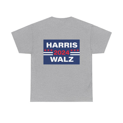 Unisex Heavy Cotton Tee, Harris Walz, Trump, Donkey with boots