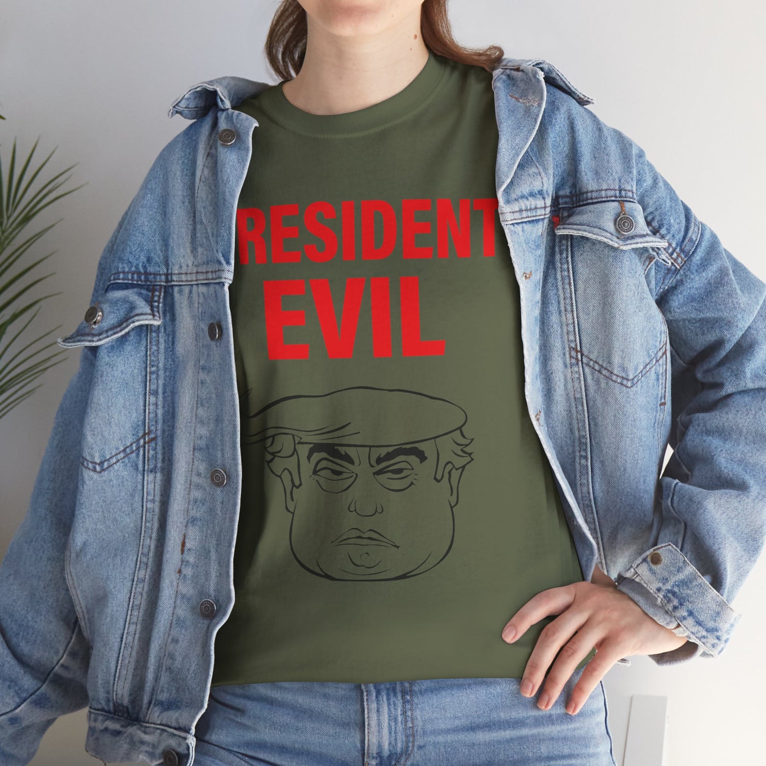 Unisex Heavy Cotton Tee, Harris Walz, President Evil, Trump