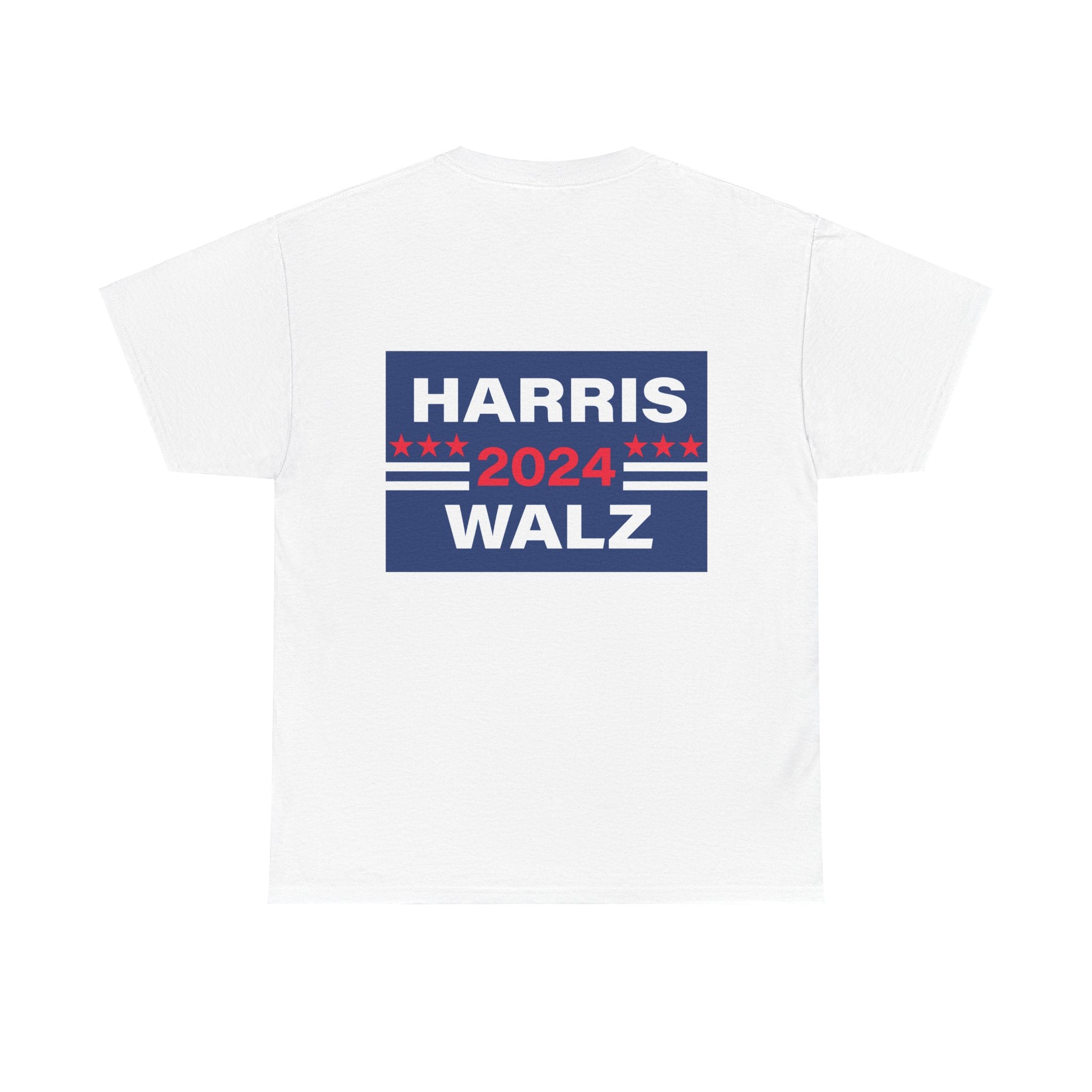 Unisex Heavy Cotton Tee, Harris Walz, Trump, Color Line Art Trump—Save Our Fate From Hate