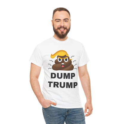 Unisex Heavy Cotton Tee, Harris Walz, Trump, T-shirt, Dump Trump emoji