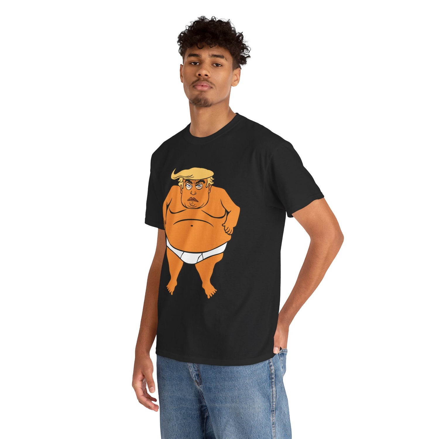 Unisex Heavy Cotton Tee, Harris Walz, Trump, T-shirt, Trump in His Orange Glory