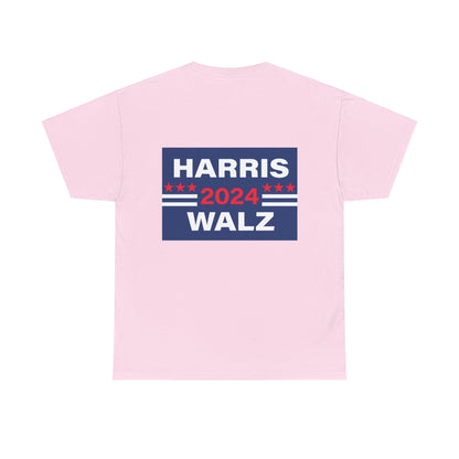 Unisex Heavy Cotton Tee, Harris Walz, Trump, T-shirt, Trump peeing on signs