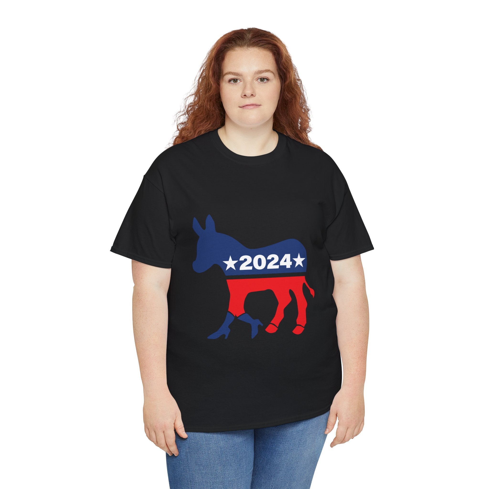 Unisex Heavy Cotton Tee, Harris Walz, Trump, T-shirt, 2 Campaign LOGOS