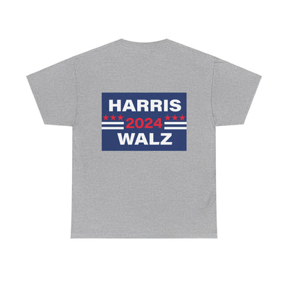 Unisex Heavy Cotton Tee, Harris Walz, President Evil, Trump