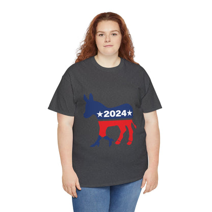 Unisex Heavy Cotton Tee, Harris Walz, Trump, T-shirt, 2 Campaign LOGOS