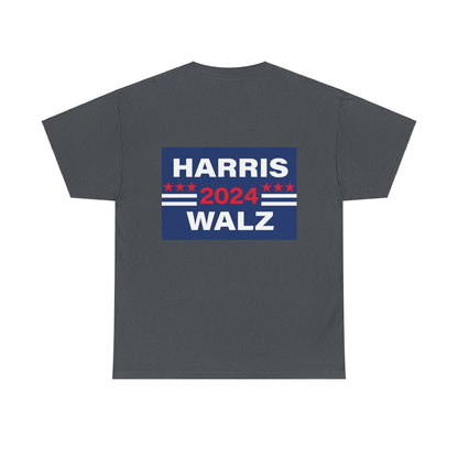 Unisex Heavy Cotton Tee, Harris Walz, Trump, Donkey with boots