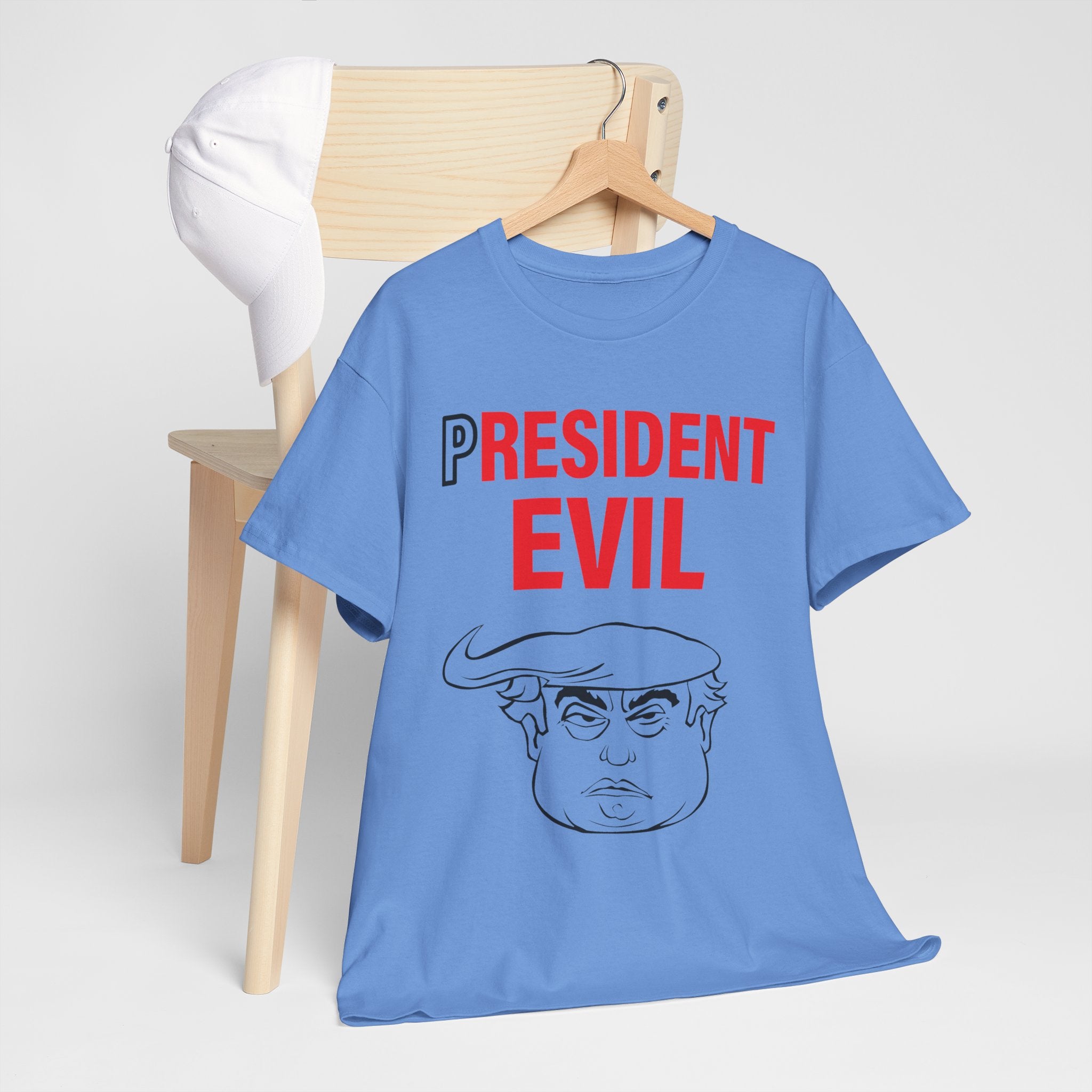 Unisex Heavy Cotton Tee, Harris Walz, Trump, T-shirt, President Evil