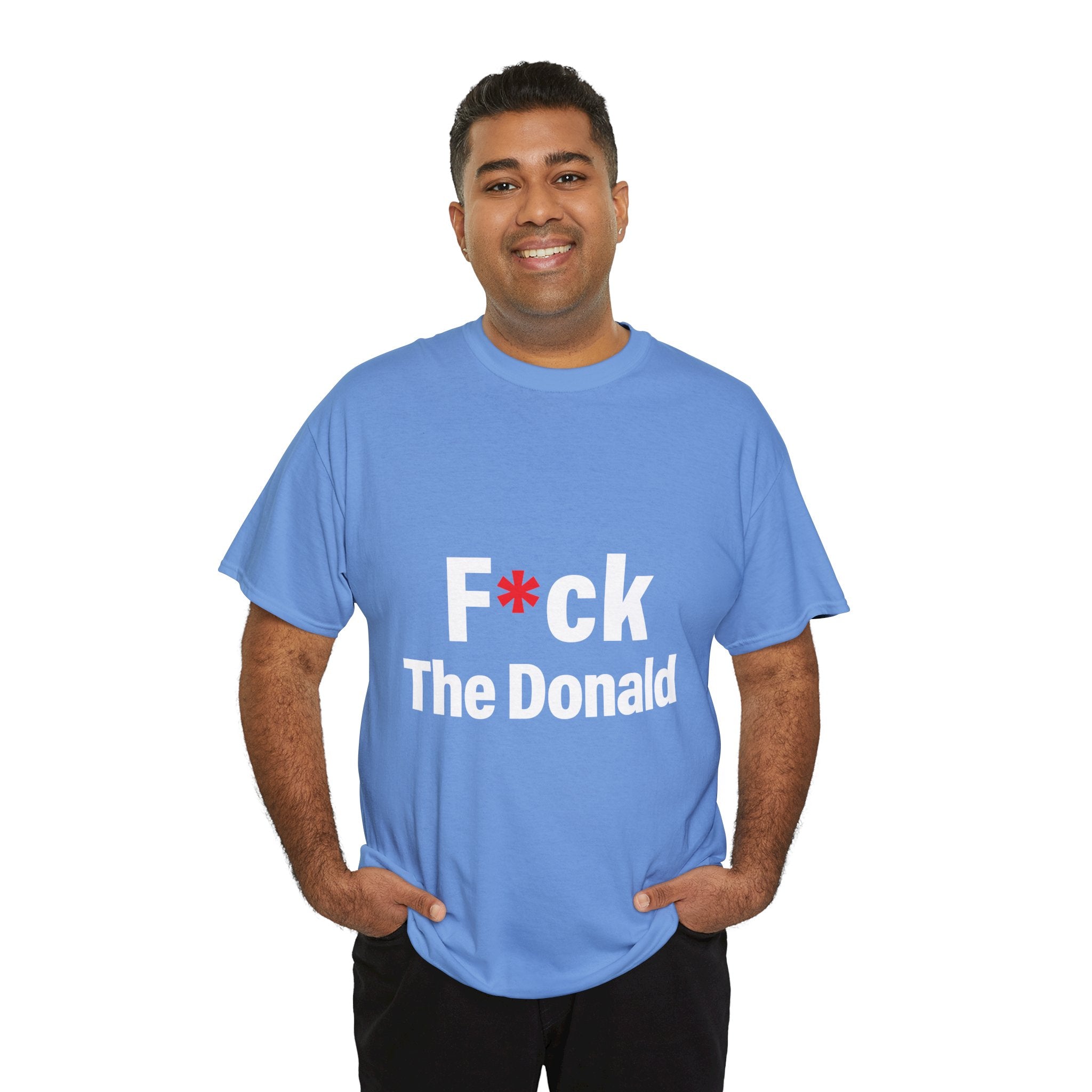 Unisex Heavy Cotton Tee, Harris Walz, Trump, T-shirt, F*ck The Donald