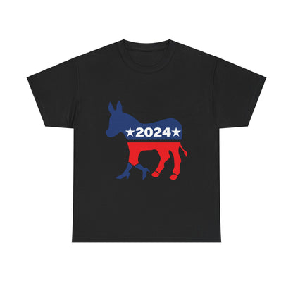 Unisex Heavy Cotton Tee, Harris Walz, Trump, T-shirt, 2 Campaign LOGOS