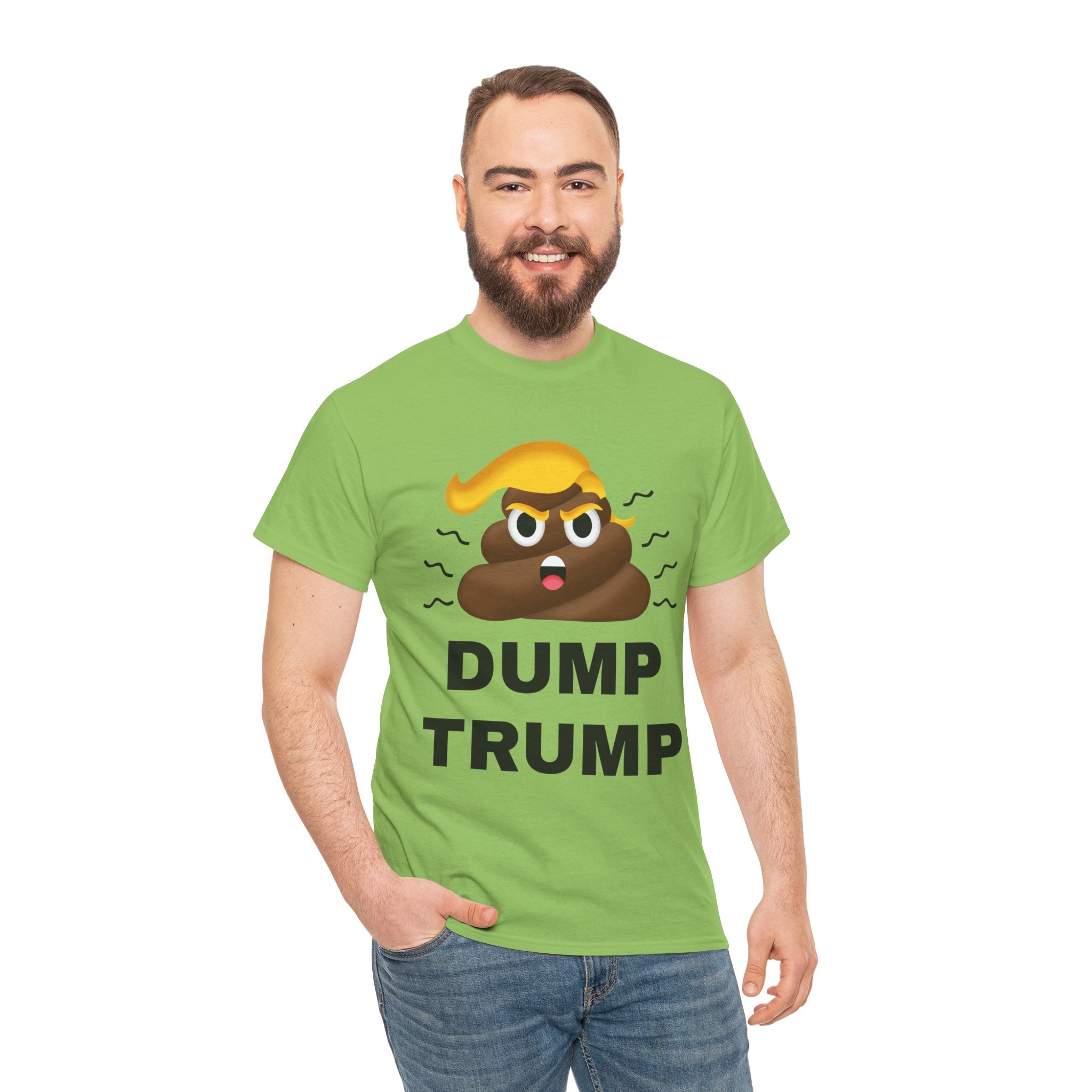 Unisex Heavy Cotton Tee, Harris Walz, Trump, T-shirt, Dump Trump emoji