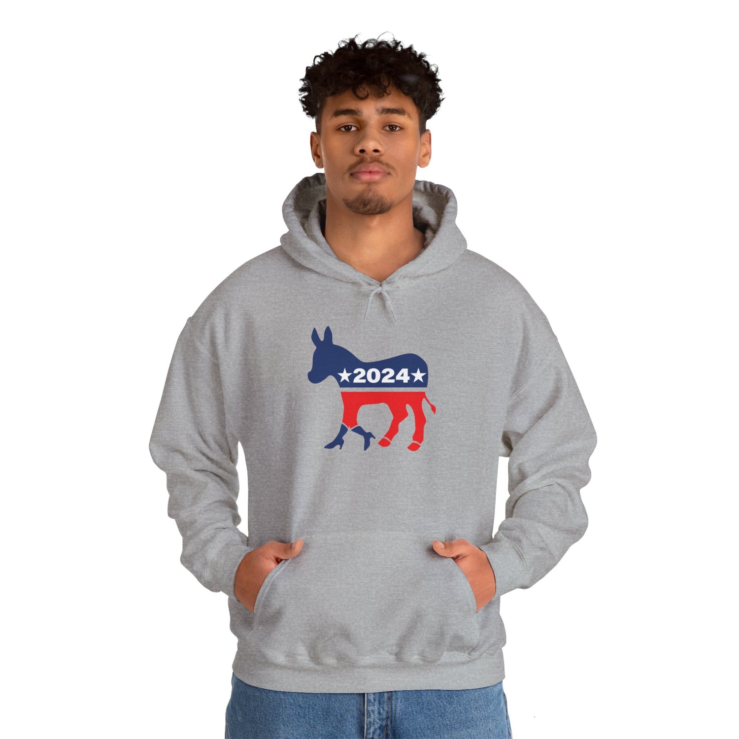 Unisex Heavy Blend™ Hooded Sweatshirt, Harris Walz, Donkey, Peace Sign