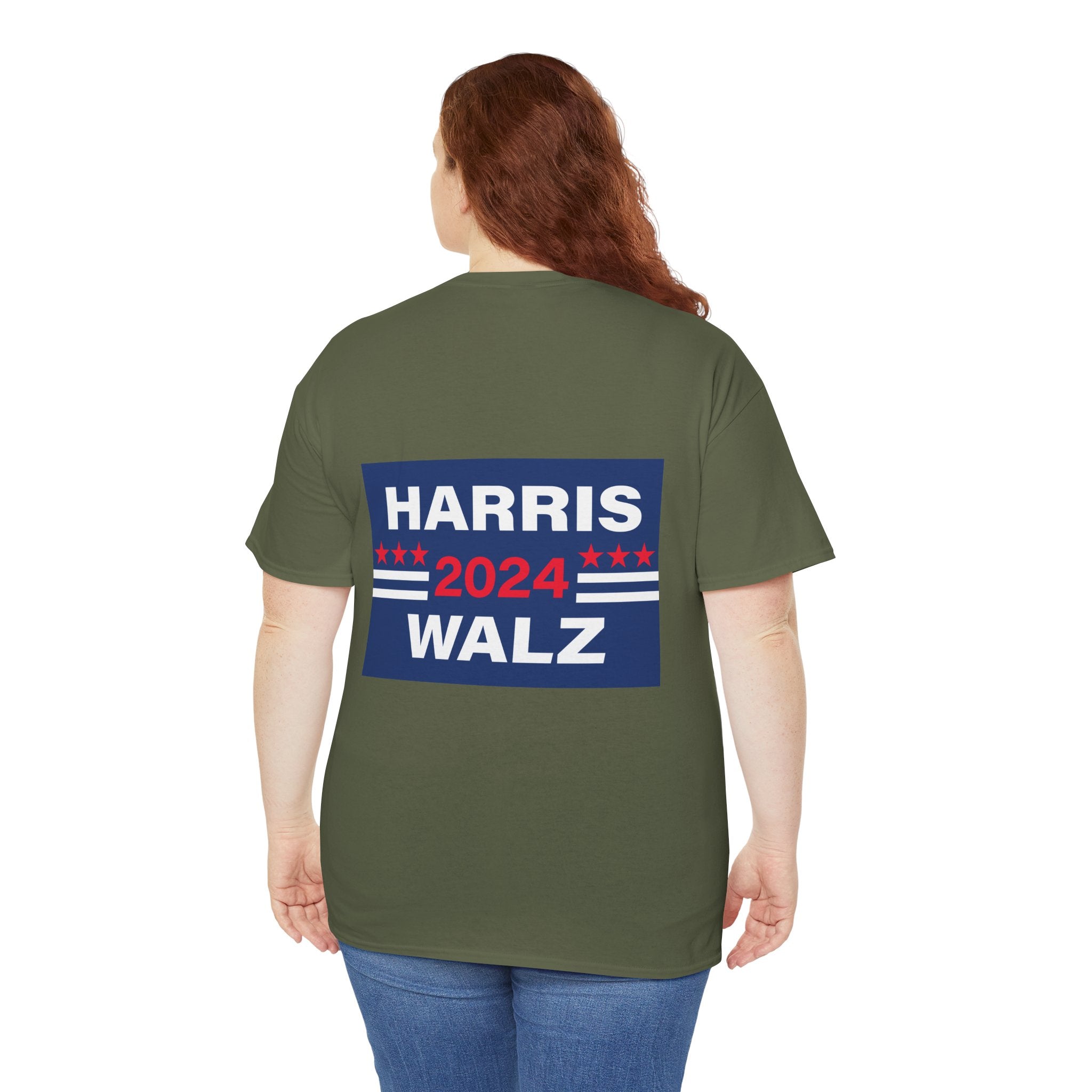 Unisex Heavy Cotton Tee, Harris Walz, Trump, T-shirt, President Evil