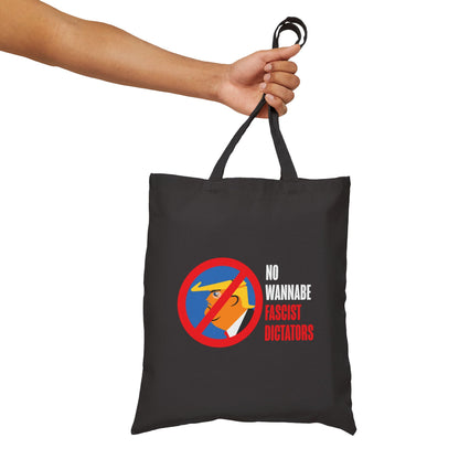 Cotton Canvas Tote Bag - No Fascist Dictators Reverse Peace Sign